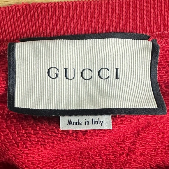 🚩steal authentic Gucci Red Logo Sweatshirt with Green & Yellow Graphic - Picture 3 of 5